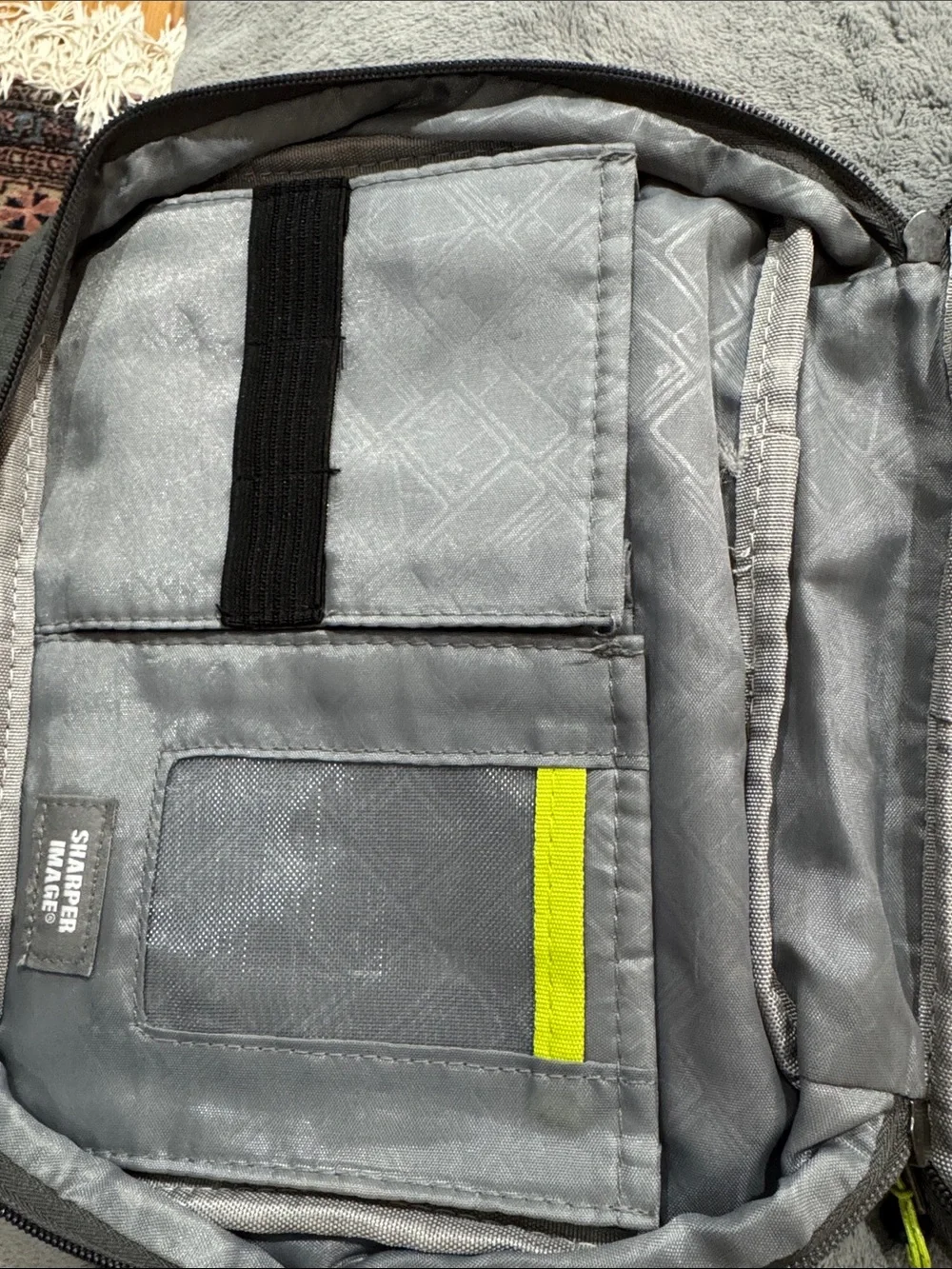 Sharper Image Portable Electronics Organizer Case in Gray with Lime Green Accent